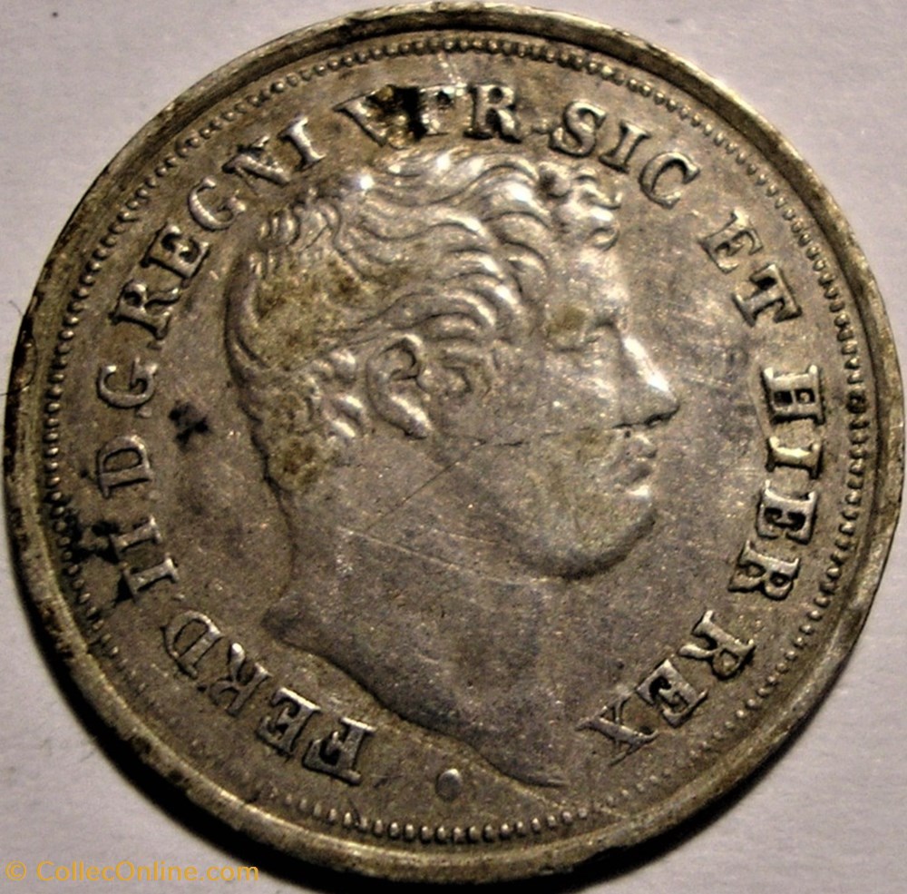 1838 Royaume de Naples, 5 Grana / Mezzo Carlino - Ferdinando II (ex.2) monnaies monde italie 1838 royaume de naples 5 grana mezzo carlino ferdinando ii ex 2