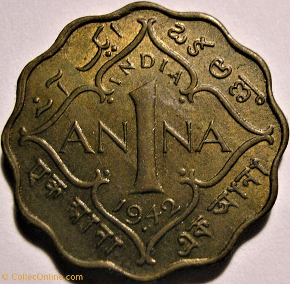 George VI - 1 Anna 1942 Bombay - British India monnaies monde inde george vi 1 anna 1942 bombay british india