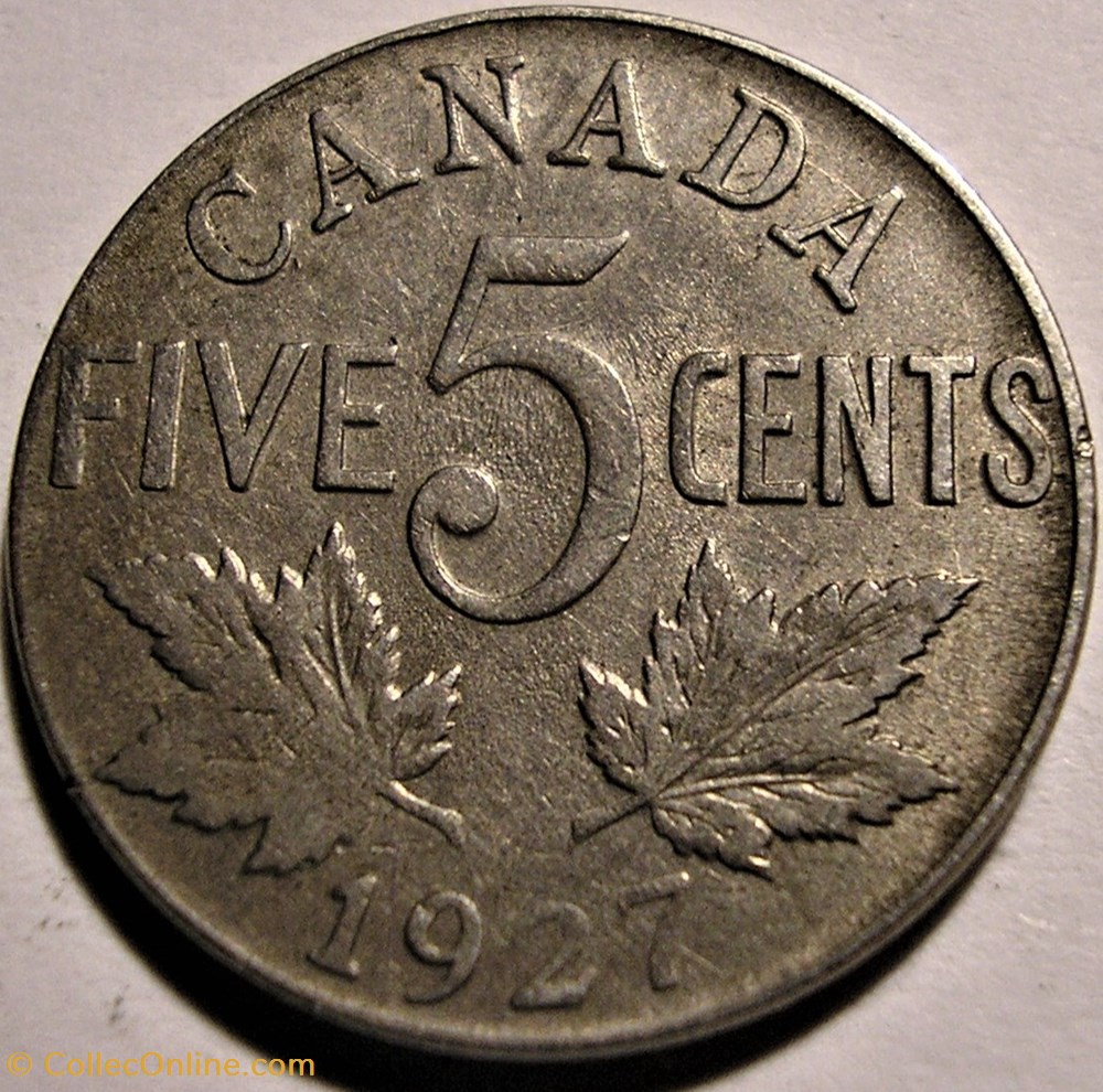 George V - 5 Cents 1927 monnaie monde canadum george v 5 cents 1927