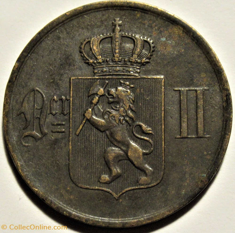 Norway - Oskar II - 5 Øre 1876 2 monnaies monde norvege norway oskar ii 5 re 1876