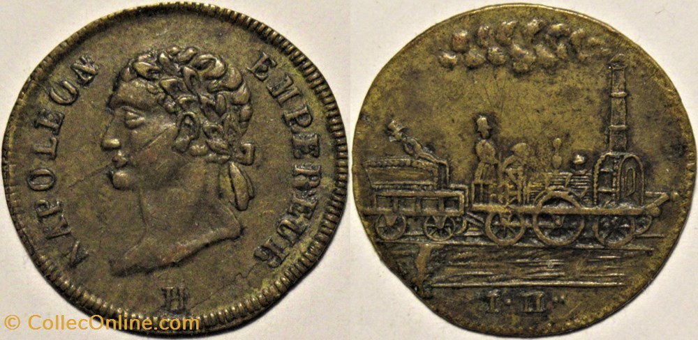 Napoléon Ier - c.1804, Médaillette de la première locomotive à vapeur medailles france empire napoleon ier c 1804 medaillette de la premiere locomotive a vapeur