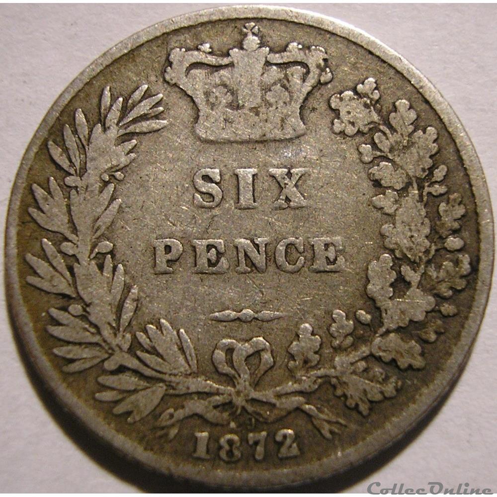 Victoria - Sixpence 1872 Kingdom of Great Britain monnaie monde royaume uni victoria sixpence 1872 kingdom of great britain