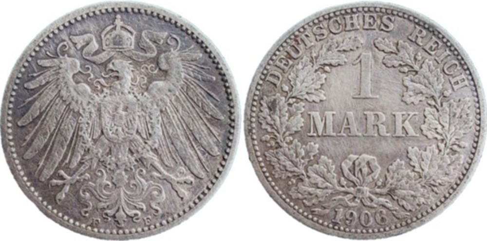 monnaies monde allemagne wilhelm ii 1 mark 1906 stuttgart german empire
