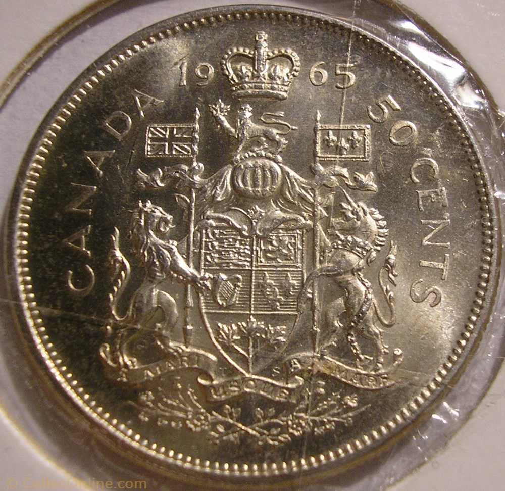 Elizabeth II - 50 Cents 1965 monnaie monde canadum elizabeth ii 50 cents 1965