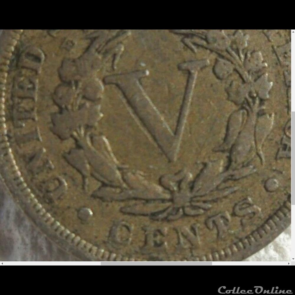 monnaies monde etats unis 1908 5 cents error repunched date