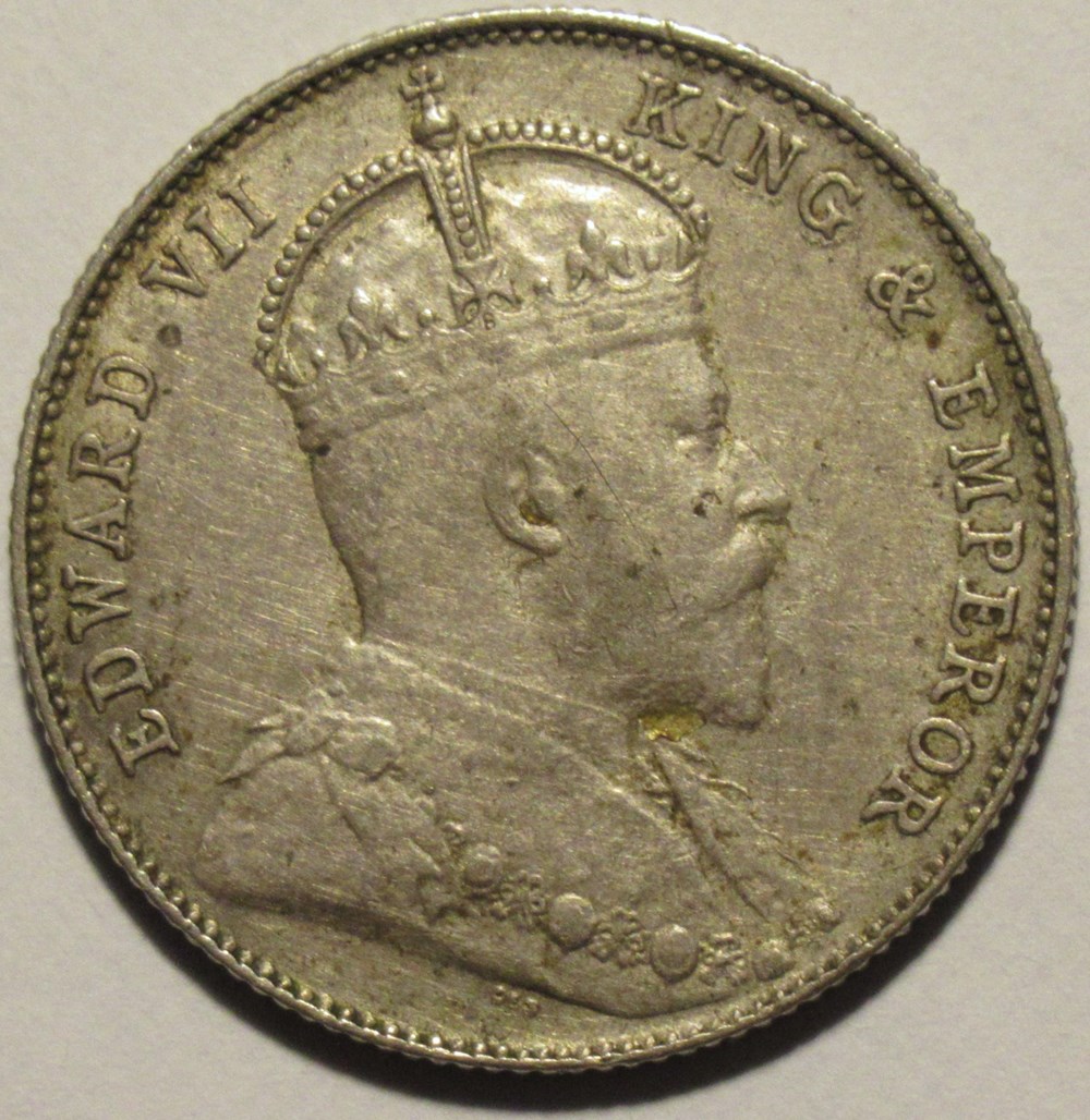 Edward VII - 20 Cents 1910, Bombay - Straits Settlements monnaies colonies britanniques edward vii 20 cents 1910 bombay straits settlements