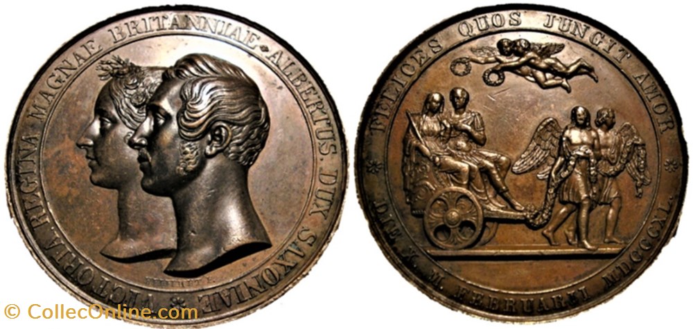 Queen Victoria & Albert - Marriage Medal 1840 by Helfricht from Saxe-Coburg-Gotha medailles allemagne queen victoria albert marriage medal 1840 by helfricht from saxe coburg gotha