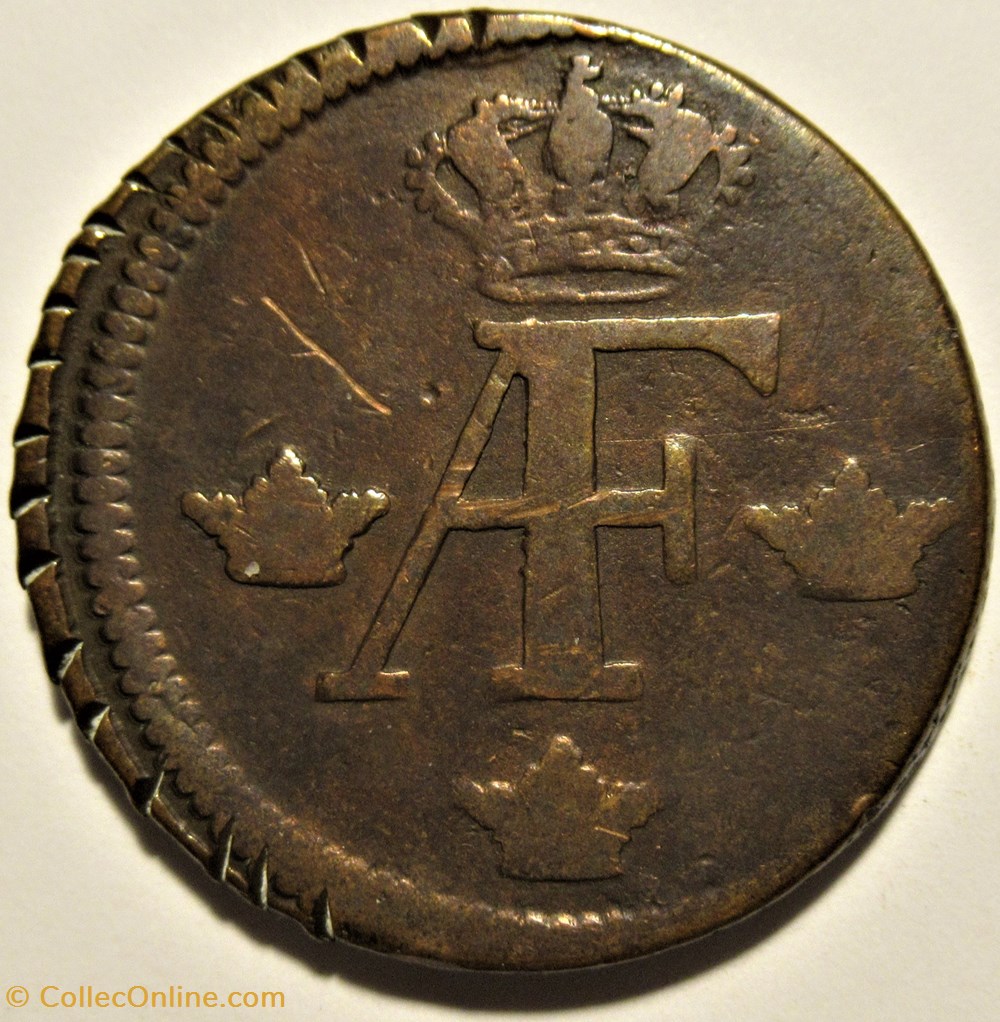 monnaies europe medievale royaume suede sweden king adolf fredrik 1 ore 1761 off center