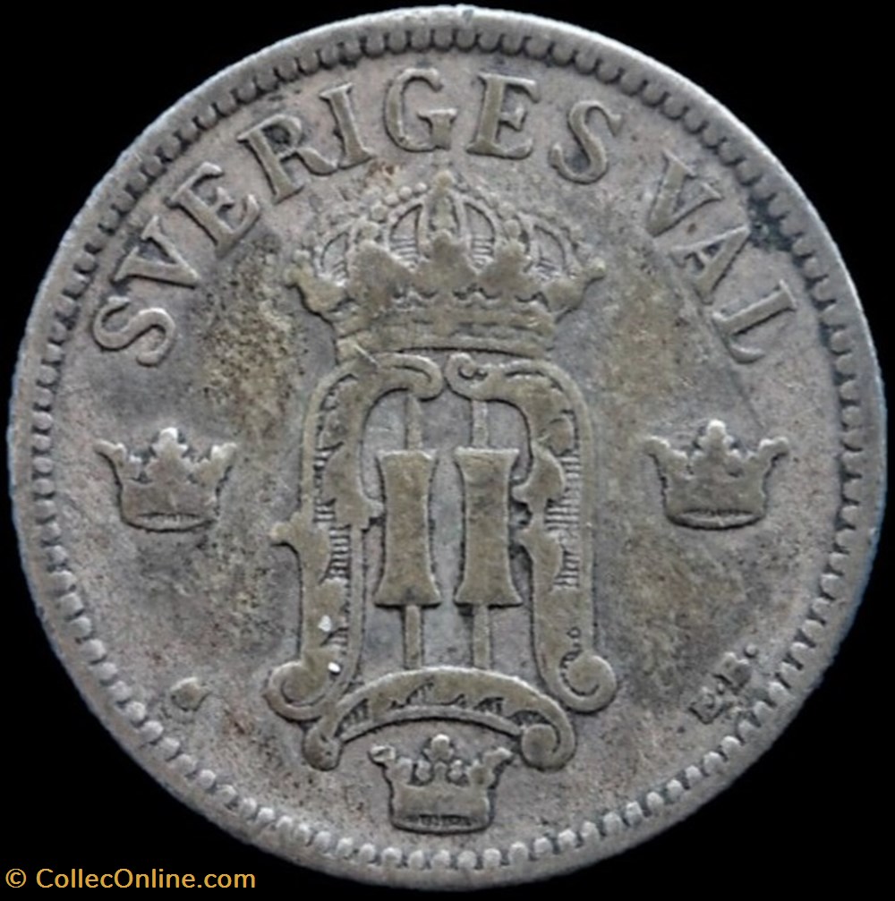 Sweden - Oskar II - 25 Öre 1907 monnaies monde suede sweden oskar ii 25 ore 1907