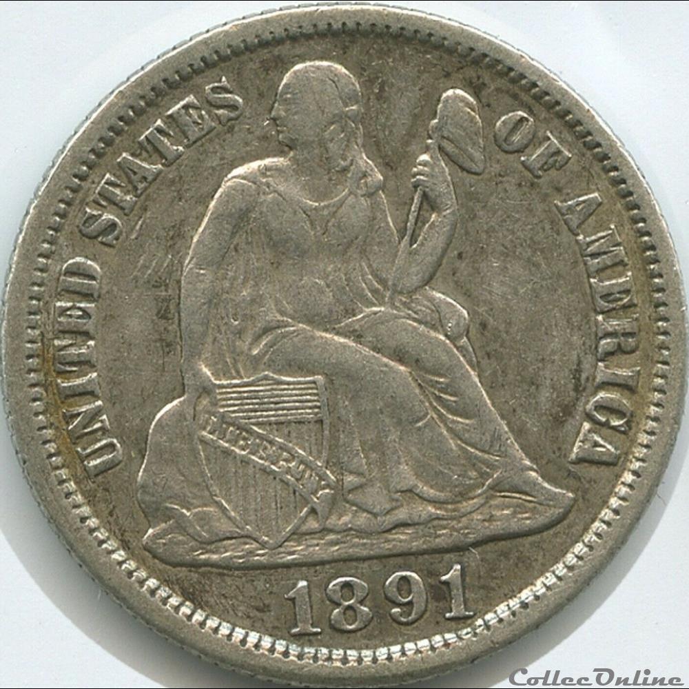 monnaie monde etat uni 1891 s dime 10 cents