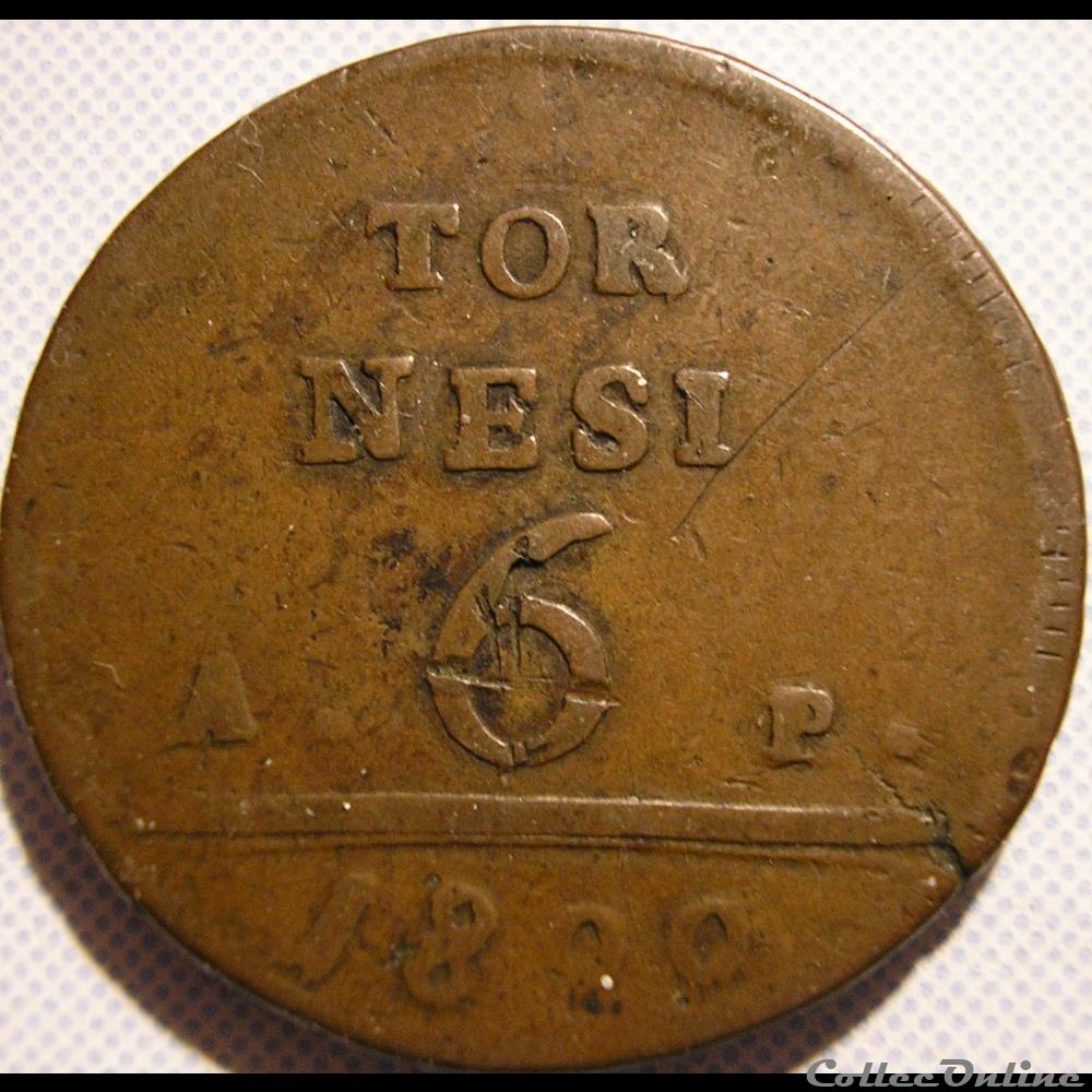 1800 Royaume de Naples, 6 Tornesi - Ferdinando IV de Bourbon-Siciles 2 monnaies monde italie 1800 royaume de naples 6 tornesi ferdinando iv de bourbon siciles