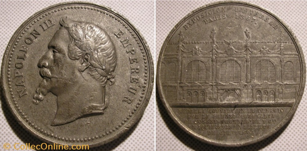 Napoléon III - 1867 Médaille de l'Exposition Universelle Paris/Espagne france second empire napoleon iii 1867 medaille de exposition universelle paris espagne