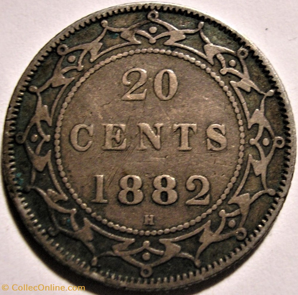 Victoria - 20 Cents 1882 H Newfoundland monnaie monde canadum victoria 20 cents 1882 h newfoundland