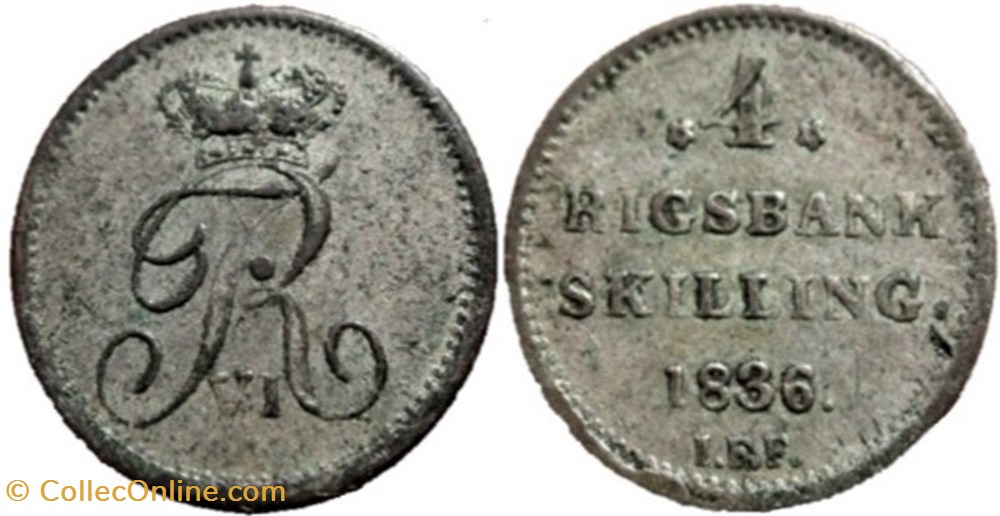 Frederik VI Denmark - 4 Rigsbankskilling 1836, Altona Mint monnaies monde danemark frederik vi denmark 4 rigsbankskilling 1836 altona mint