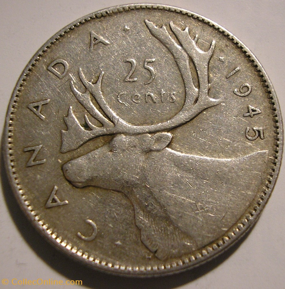 George VI - 25 Cents 1945 monnaies monde canada george vi 25 cents 1945