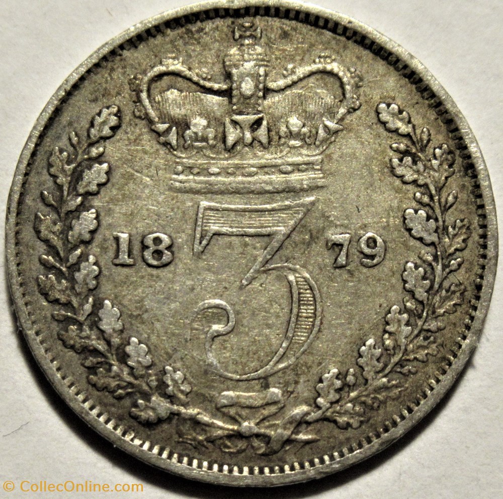 Victoria - 3 Pence 1879 - Kingdom of Great Britain 3 monnaies monde royaume uni victoria 3 pence 1879 kingdom of great britain