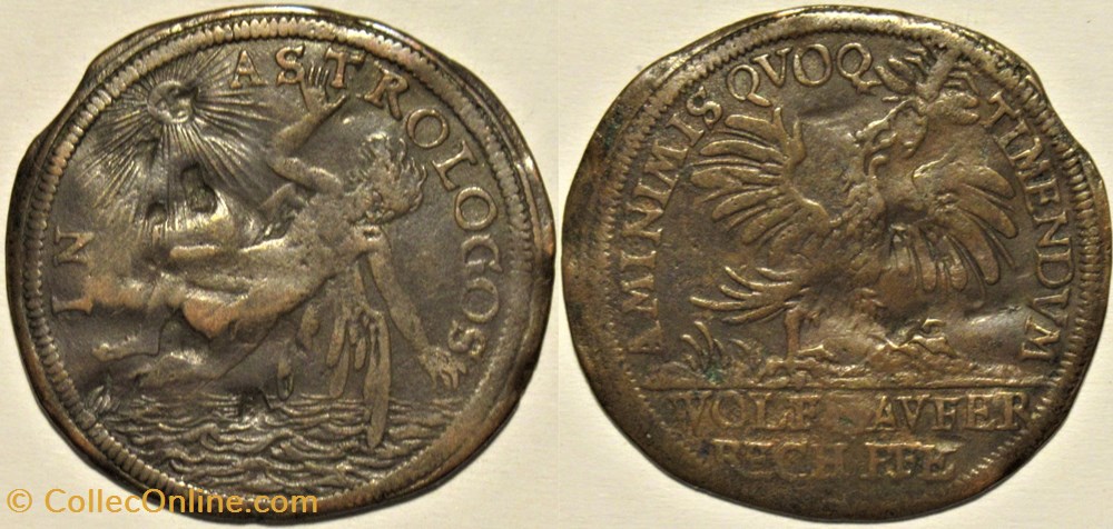 Mythe d'Icare - c.1600 Jeton de Wolf Lauffer à Nuremberg monnaies paranumismatique jetons poids mythe icare c 1600 jeton de wolf lauffer a nuremberg