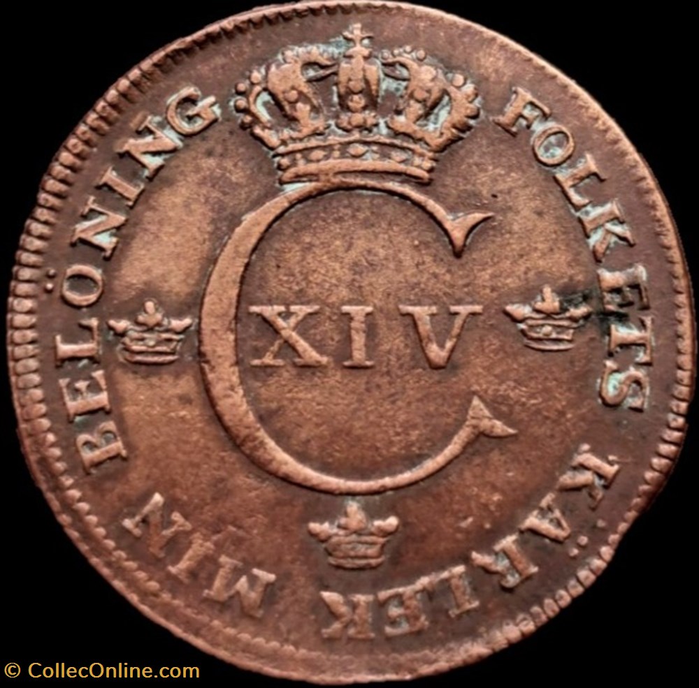 Sweden - Carl XIV Johan - ½ Skilling 1819 monnaies monde suede sweden carl xiv johan skilling 1819