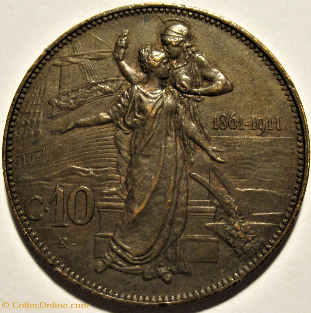 monnaies monde italie 1911 regno italia 10 centesimi roma vittorio emanuele iii