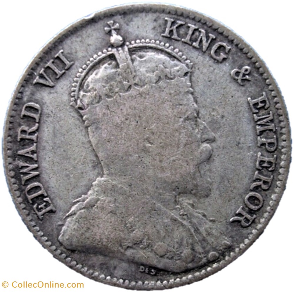 Edward VII - 25 Cents 1908 - Ceylon 2 monnaies monde sri lanka edward vii 25 cents 1908 ceylon