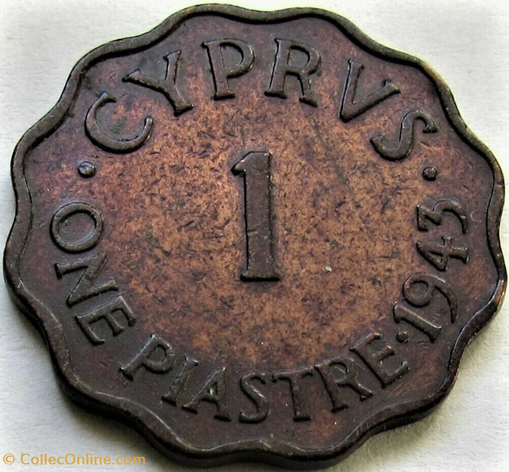 George VI - One Piastre 1943 - Cyprus 3 monnaies monde chypre george vi one piastre 1943 cyprus
