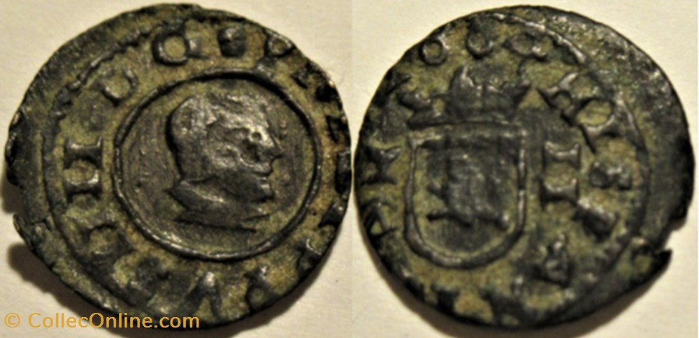 1664 Cuenca - 2 Maravedis - Felipe IV de España monnaies europe medievale royaume espagne 1664 cuenca 2 maravedis felipe iv de espana