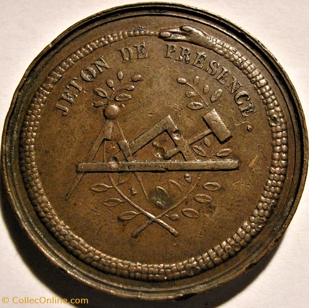 Orient de Paris, Saint Vincent de Paul, Jeton de Présence Francs-Maçons, ca.1820 3 monnaies paranumismatique jetons poids orient de paris saint vincent de paul jeton de presence francs macons ca 1820