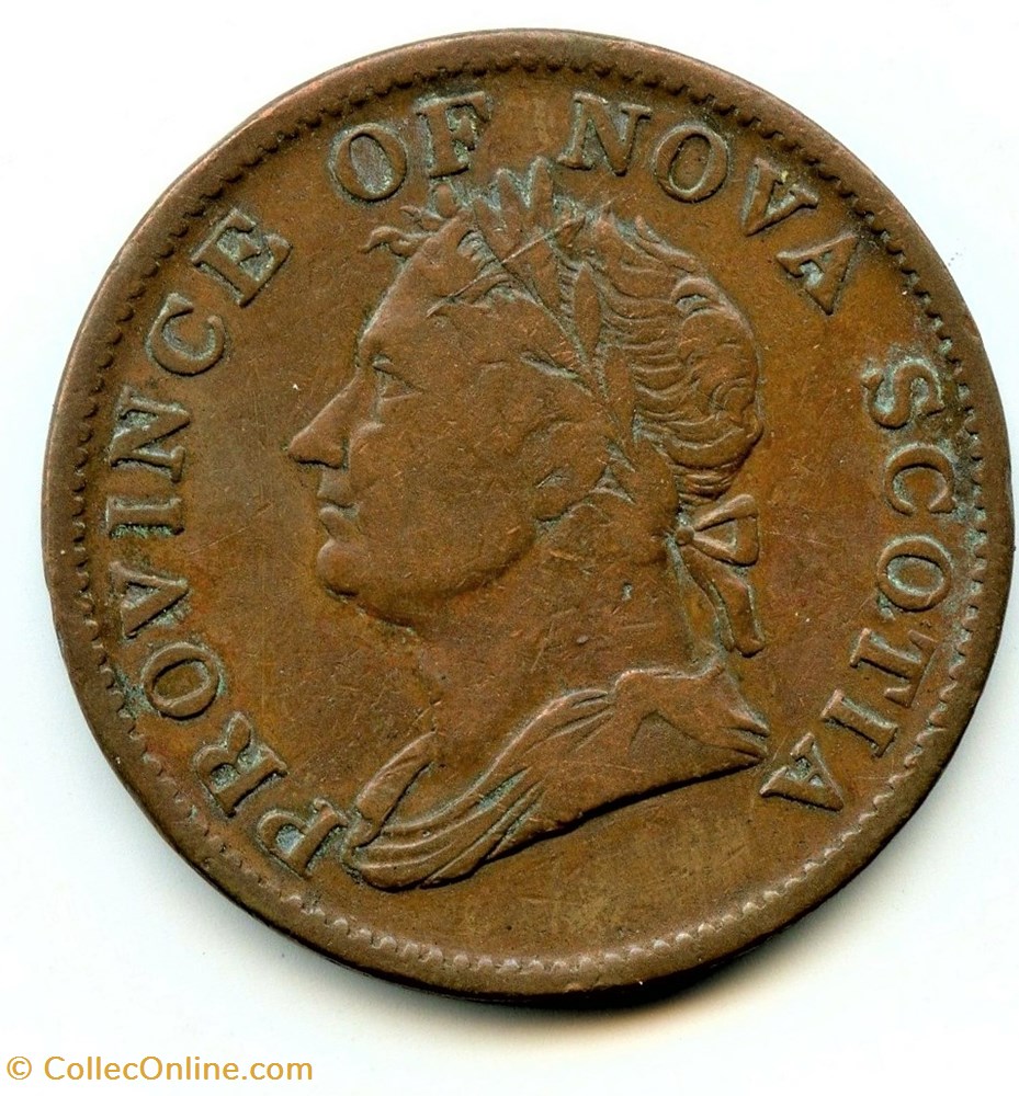 George IV - HalfPenny Token 1832 - Nova Scotia (ex.3) 2 monnaies monde canada george iv halfpenny token 1832 nova scotia ex 3