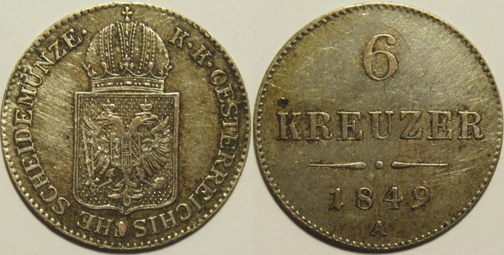 Franz Joseph I - 6 Kreutzer 1849 Wien, Austrian Empire (2ex.) monnaies monde autriche franz joseph i 6 kreutzer 1849 wien austrian empire 2ex