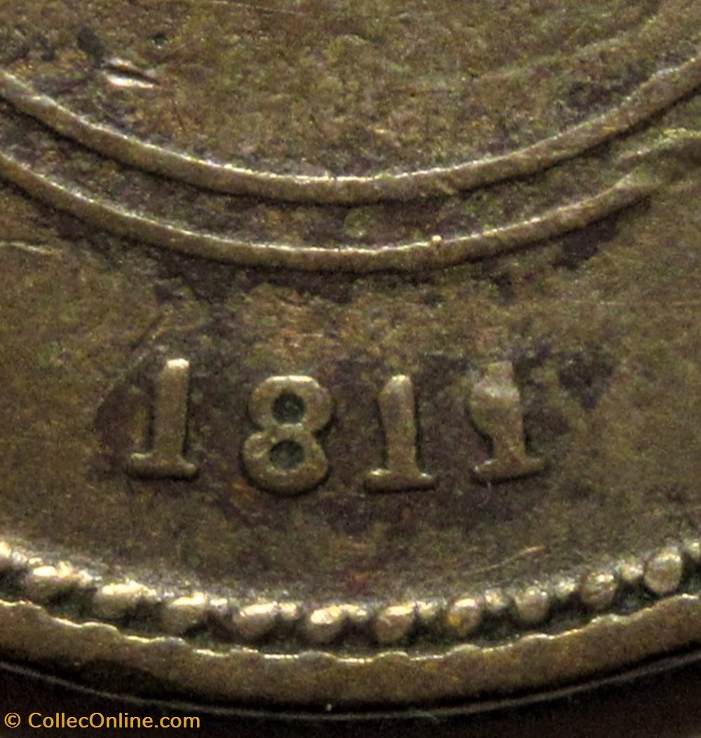 1811 HalfPenny Patent Sheathing Nail Manufactory - Bristol (var) 4 monnaies monde royaume uni 1811 halfpenny patent sheathing nail manufactory bristol var