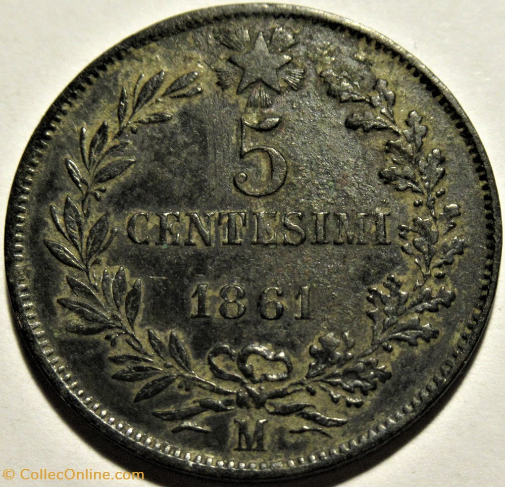 monnaies monde italie 1861 regno italia 5 centesimi milano vittorio emanuele ii