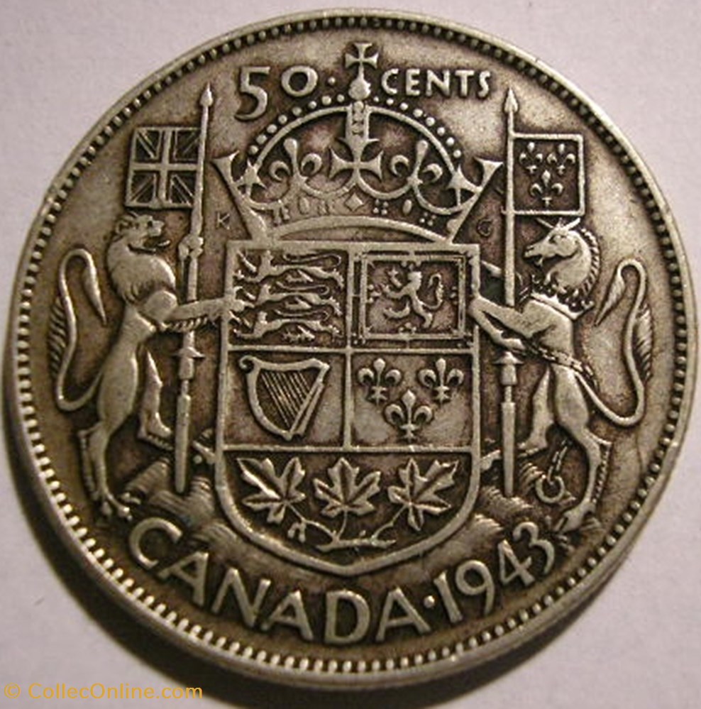 George VI - 50 Cents 1943 monnaie monde canadum george vi 50 cents 1943