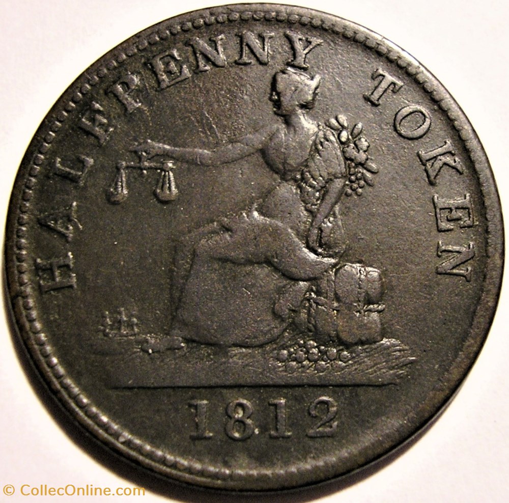 George III - HalfPenny Token 1812 - Tiffin's commerce (ex.2) monnaie monde canadum george iii halfpenny token 1812 tiffis commerce ex 2