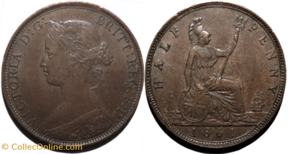Victoria - Half Penny 1861/81 - Great Britain (Overdate) monnaies monde royaume uni victoria half penny 1861 81 great britain overdate