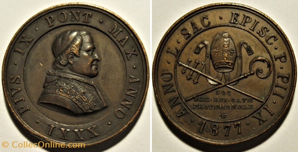 Pius IX - Episcopal Council Medal 1877, Rome medailles religieuses pius ix episcopal council medal 1877 rome