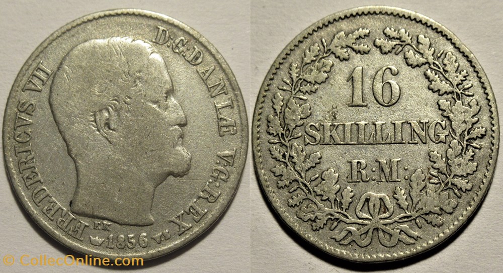 monnaies monde danemark frederik vii denmark 16 skilling rigsm nt 1856