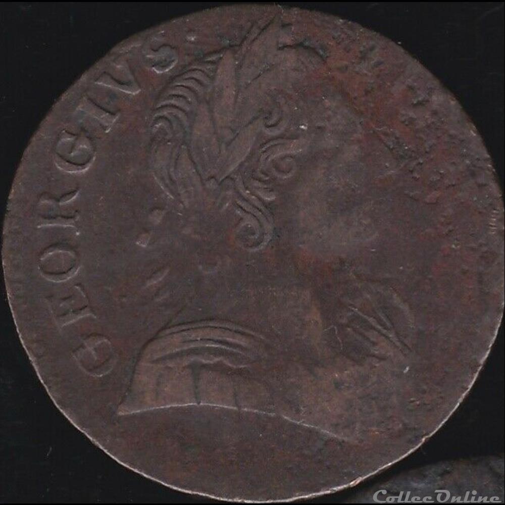 1775 Half Penny No Regal - George III of Great Britain (Ex.7) 3 monnaie monde etat uni 1775 half penny no regal george iii of great britain ex 7