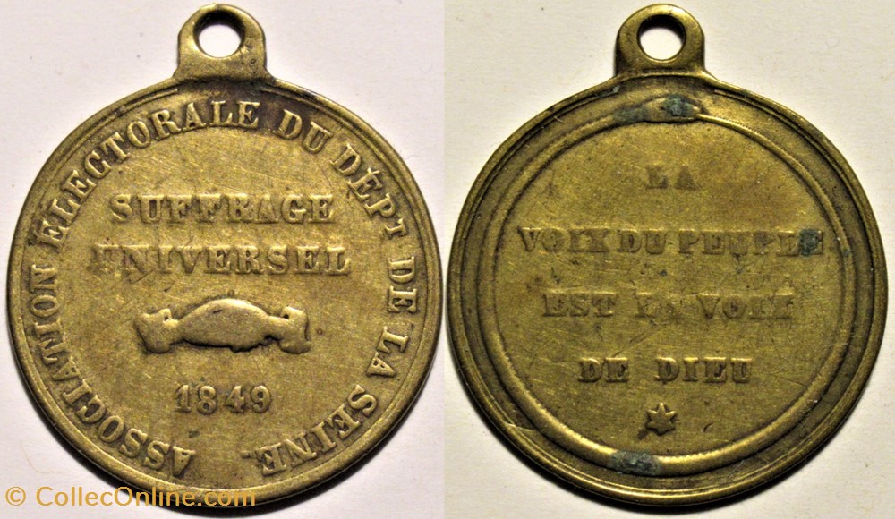 Médaillette du Suffrage Universelle, 1849, Seconde République medailles france revolution medaillette du suffrage universelle 1849 seconde republique