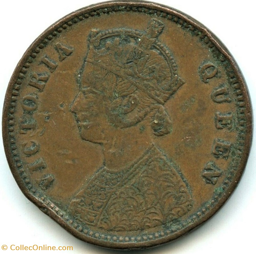 Victoria - One Quarter Anna 1874 Calcutta - British India 2 monnaies monde inde victoria one quarter anna 1874 calcutta british india