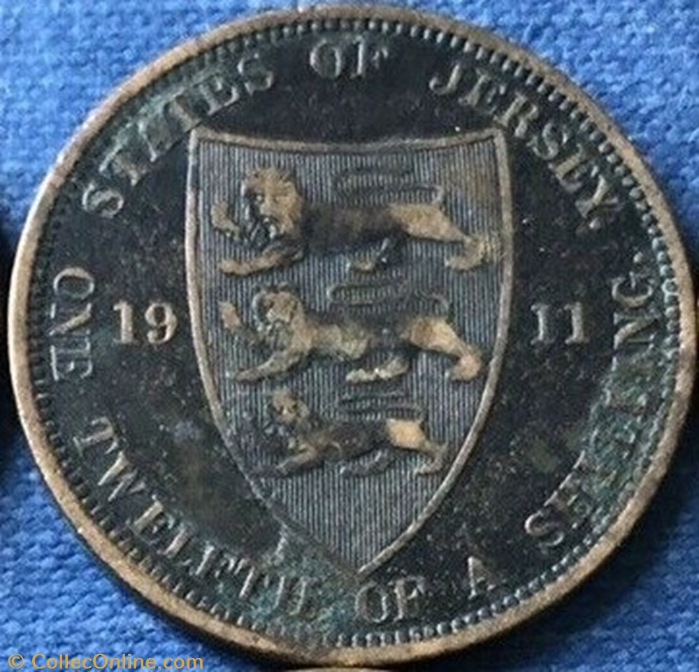 George V - 1/12 Shilling 1911 - Jersey (ex.3) monnaies monde george v 1 12 shilling 1911 jersey ex 3