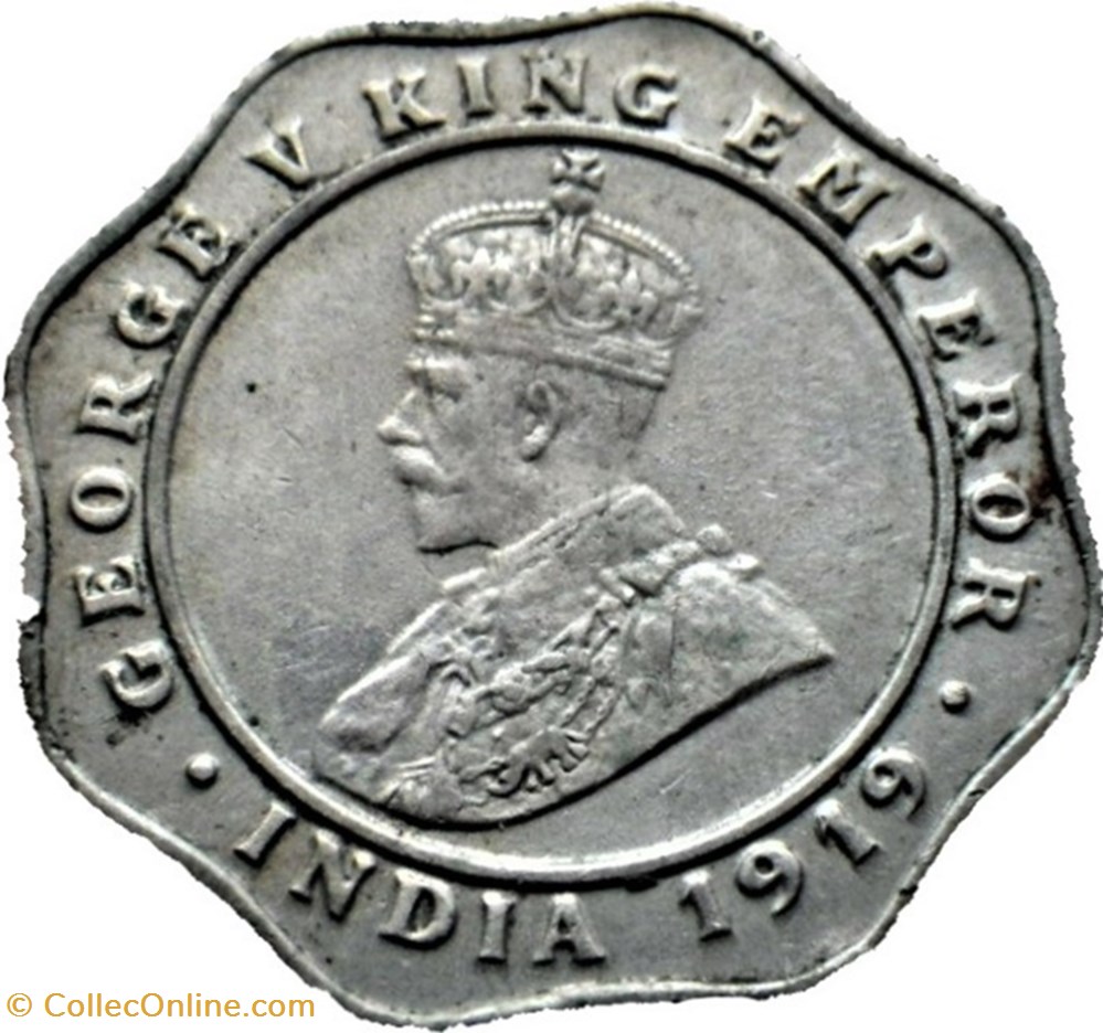 George V - 4 Annas 1919 Calcutta - British India monnaie monde inde george v 4 annas 1919 calcutta british india