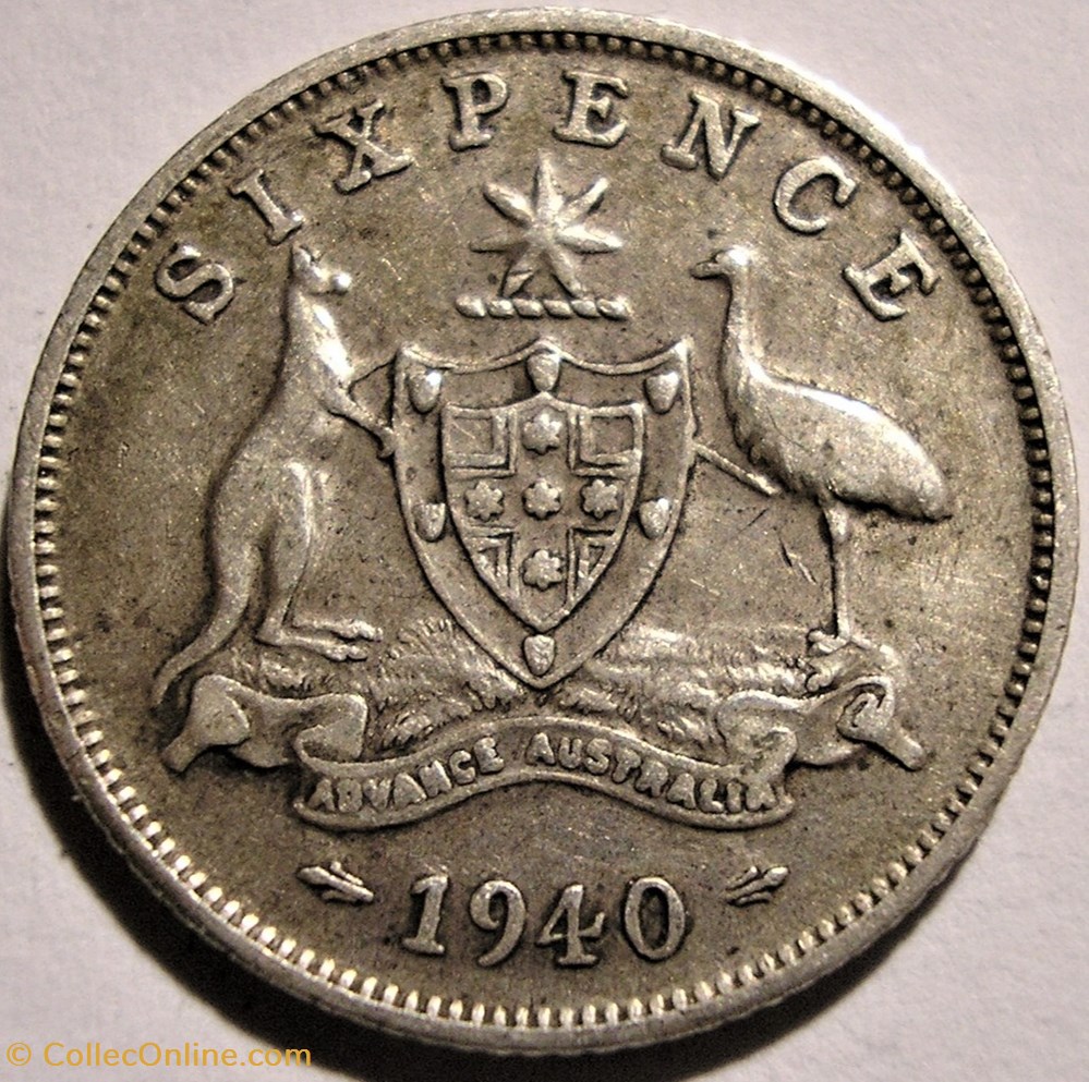 George VI - 6 Pence 1940 Melbourne - Australia monnaie monde australie george vi 6 pence 1940 melbourne australia