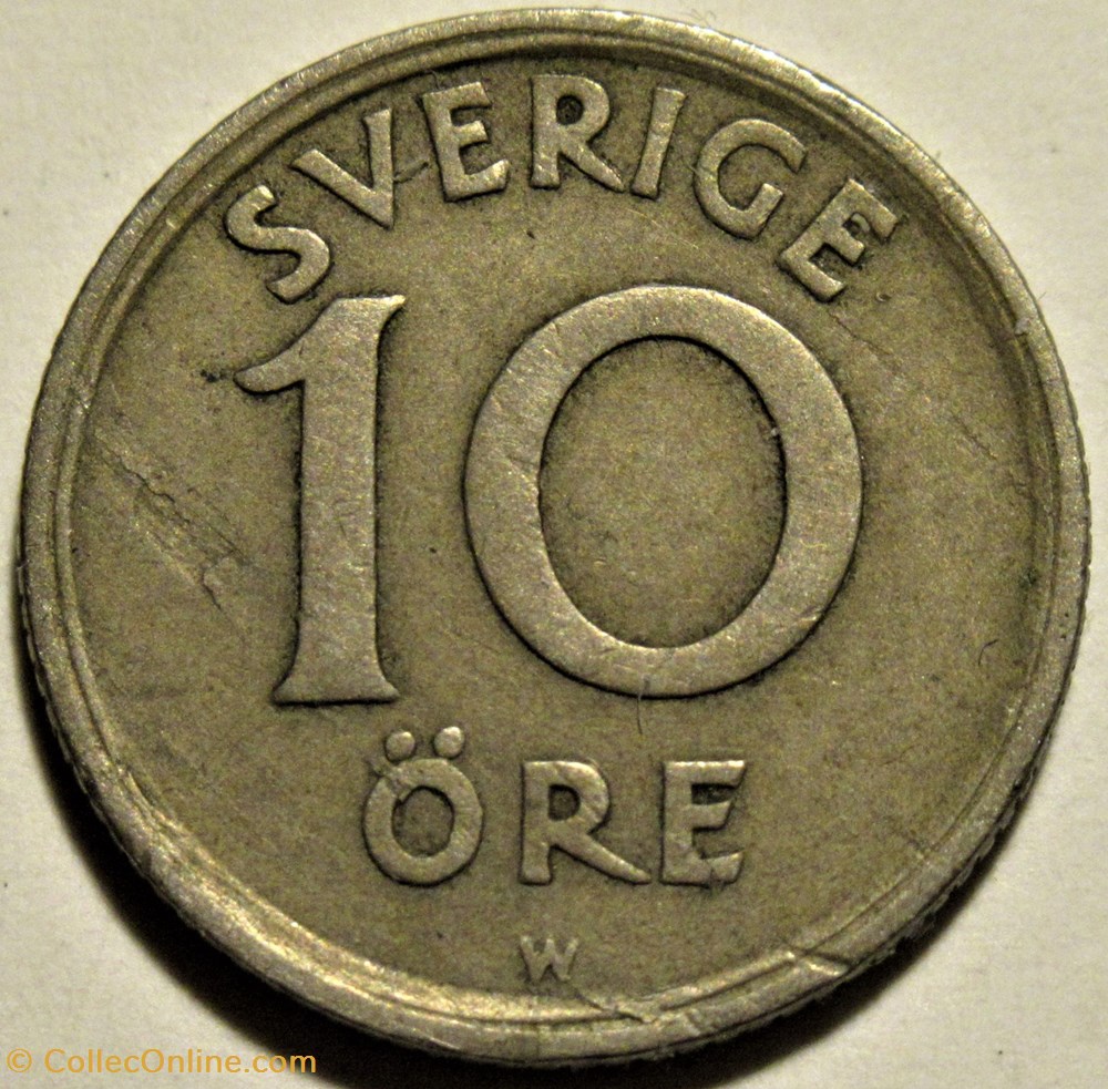 Gustaf V of Sweden - 10 Öre 1924 3 monnaies monde suede gustaf v of sweden 10 ore 1924
