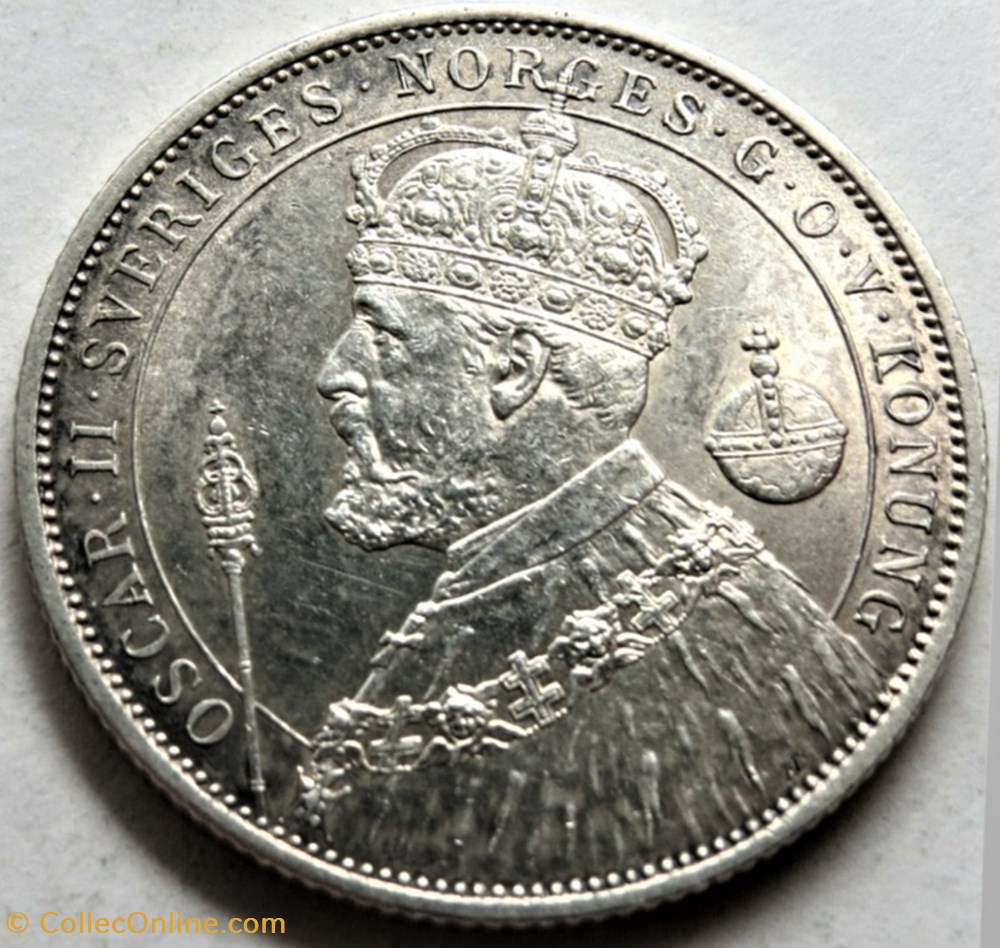 Oskar II of Sweden - 2 Kronor 1897 - Silver Jubilee monnaies monde suede oskar ii of sweden 2 kronor 1897 silver jubilee