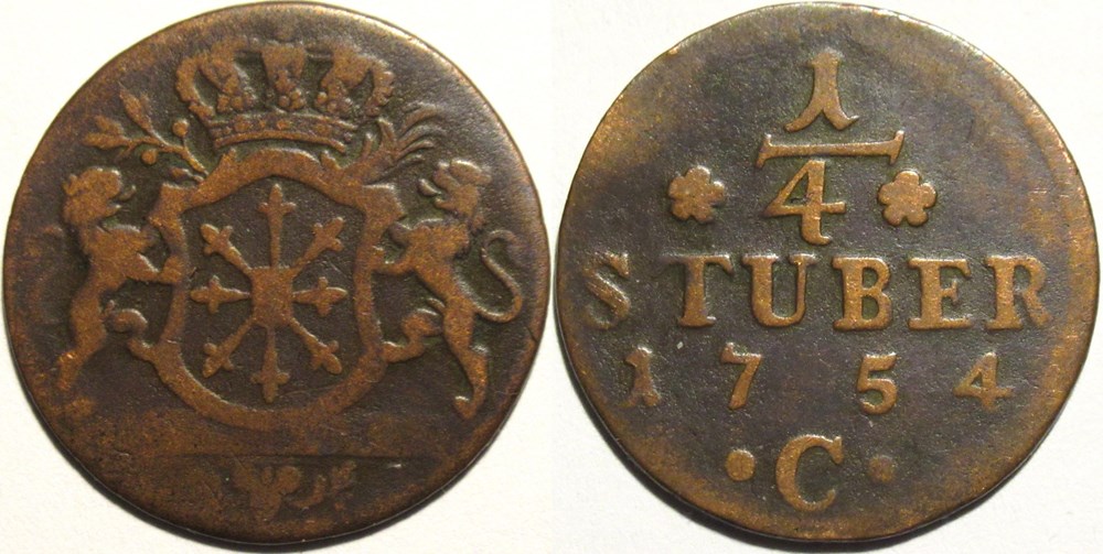 Friedrich II the Great - 1/4 Stüber 1754 Kleve, Kingdom of Prussia monnaies europe medievale saint empire romain germanique friedrich ii the great 1 4 stuber 1754 kleve kingdom of prussia