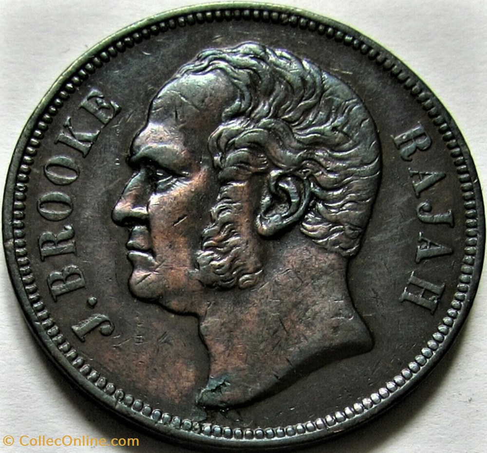 James Brooke - One Cent 1863 2 monnaies monde malaisie james brooke one cent 1863