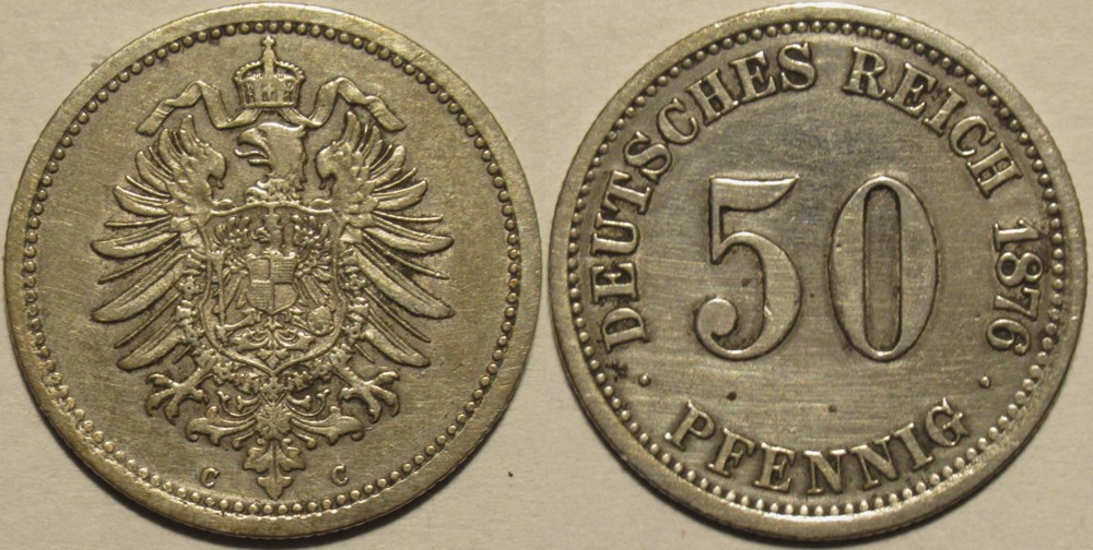 monnaies monde allemagne wilhelm i 50 pfennige 1876 frankfurt german empire