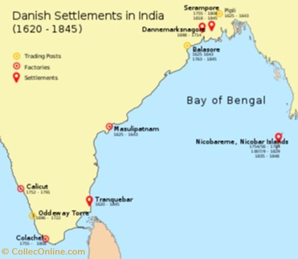 Danish India Colony - Bookmark monnaies monde danemark danish india colony bookmark