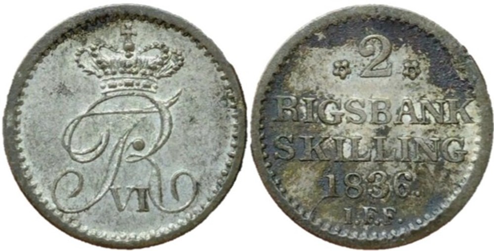 Frederik VI Denmark - 2 Rigsbankskilling 1836, Altona Mint monnaies monde danemark frederik vi denmark 2 rigsbankskilling 1836 altona mint