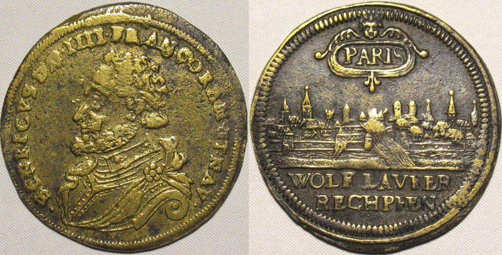 Henri IV, c.1600, Paris - Jeton de Nuremberg par Wolf Lauffer monnaies paranumismatique jetons poids henri iv c 1600 paris jeton de nuremberg par wolf lauffer